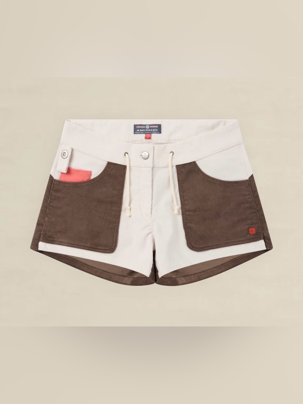 Amundsen 3in Concord Women's Two-Tone Corduroy Shorts in Cream and Brown